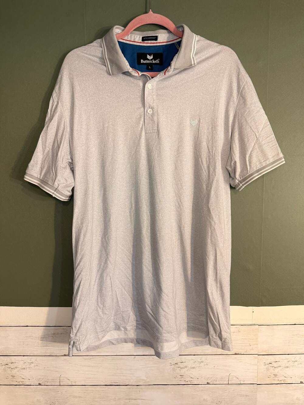 Buttercloth Icy Cotton Polo Shirt Gray Size L